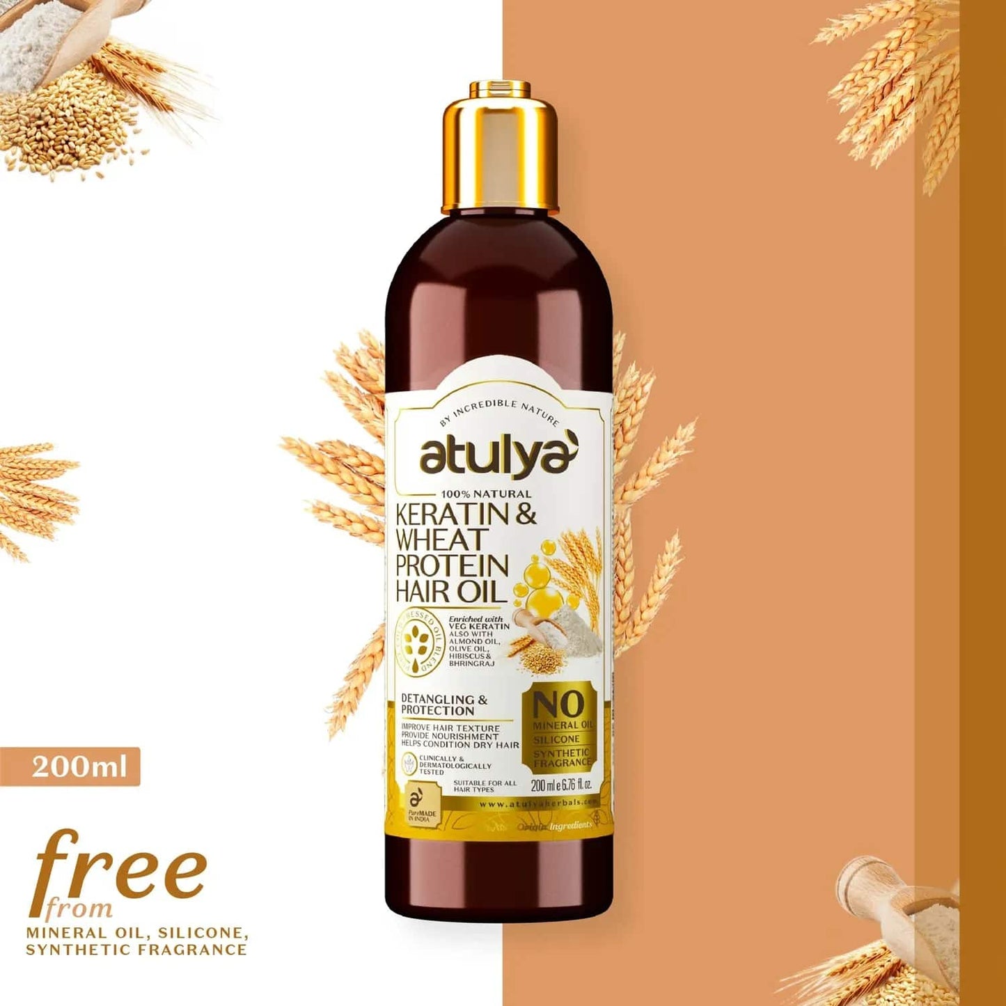 Atulya Keratin & Wheat Protein Hair Oil (200ml)