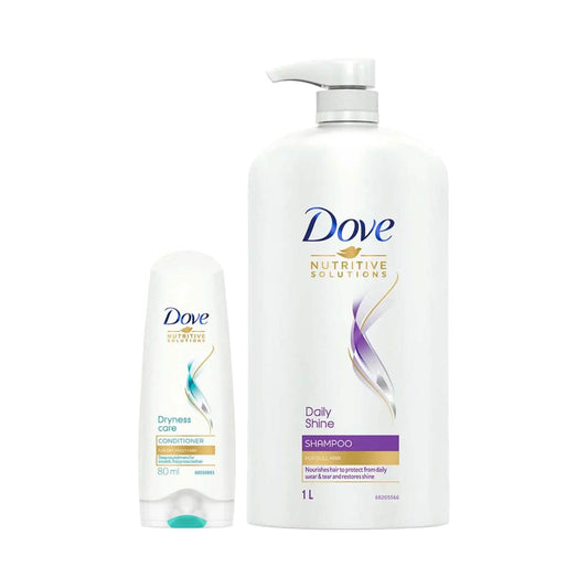 Dove Daily Shine Shampoo (1000 ml) + Dryness Care Conditioner (175 ml)