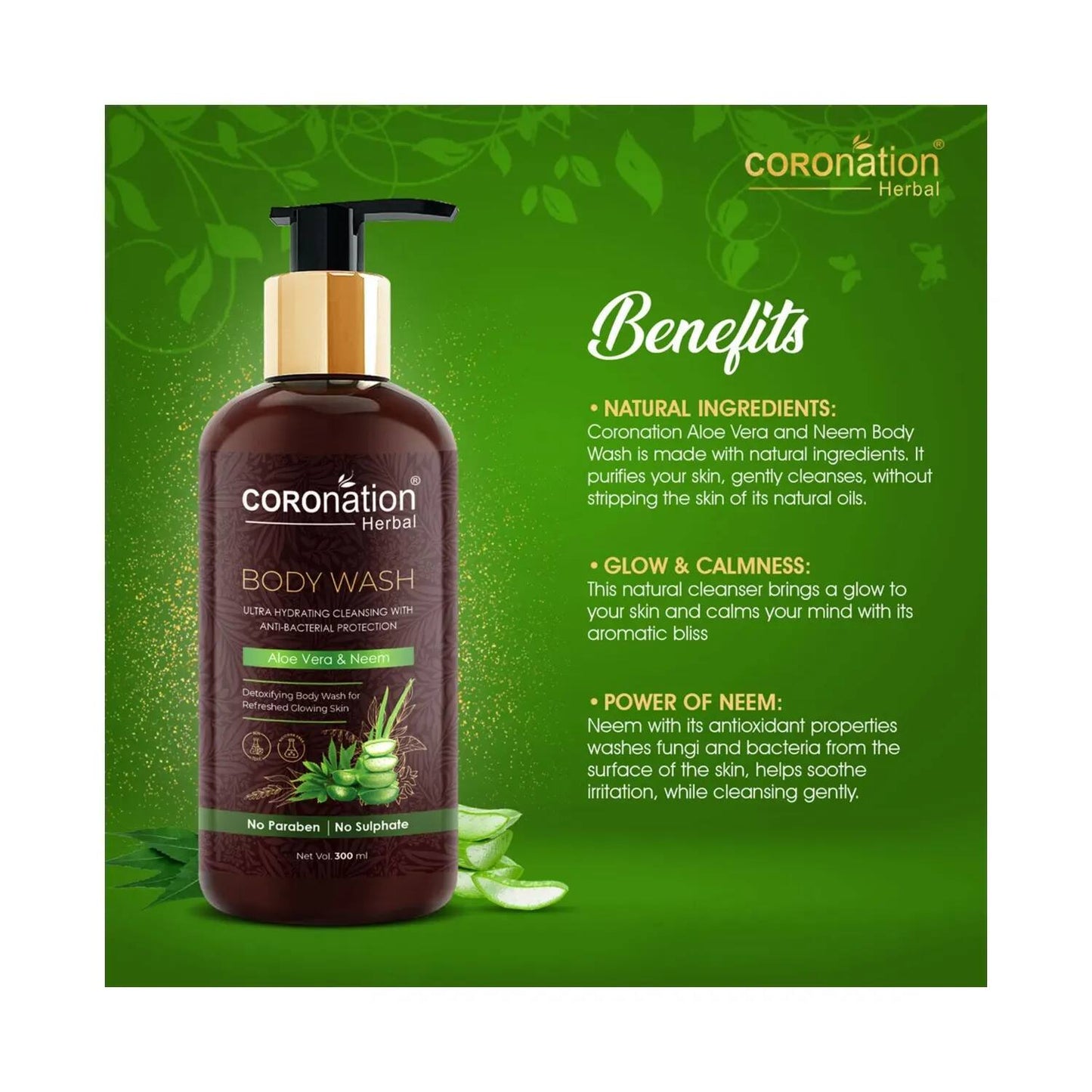 COROnation Herbal Aloe Vera & Neem Body Wash (300ml)