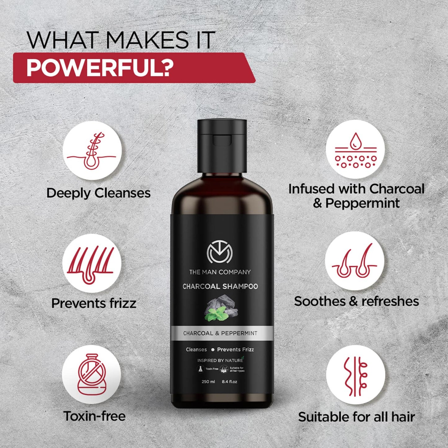 The Man Company Charcoal Peppermint & Clove Shampoo (250ml)