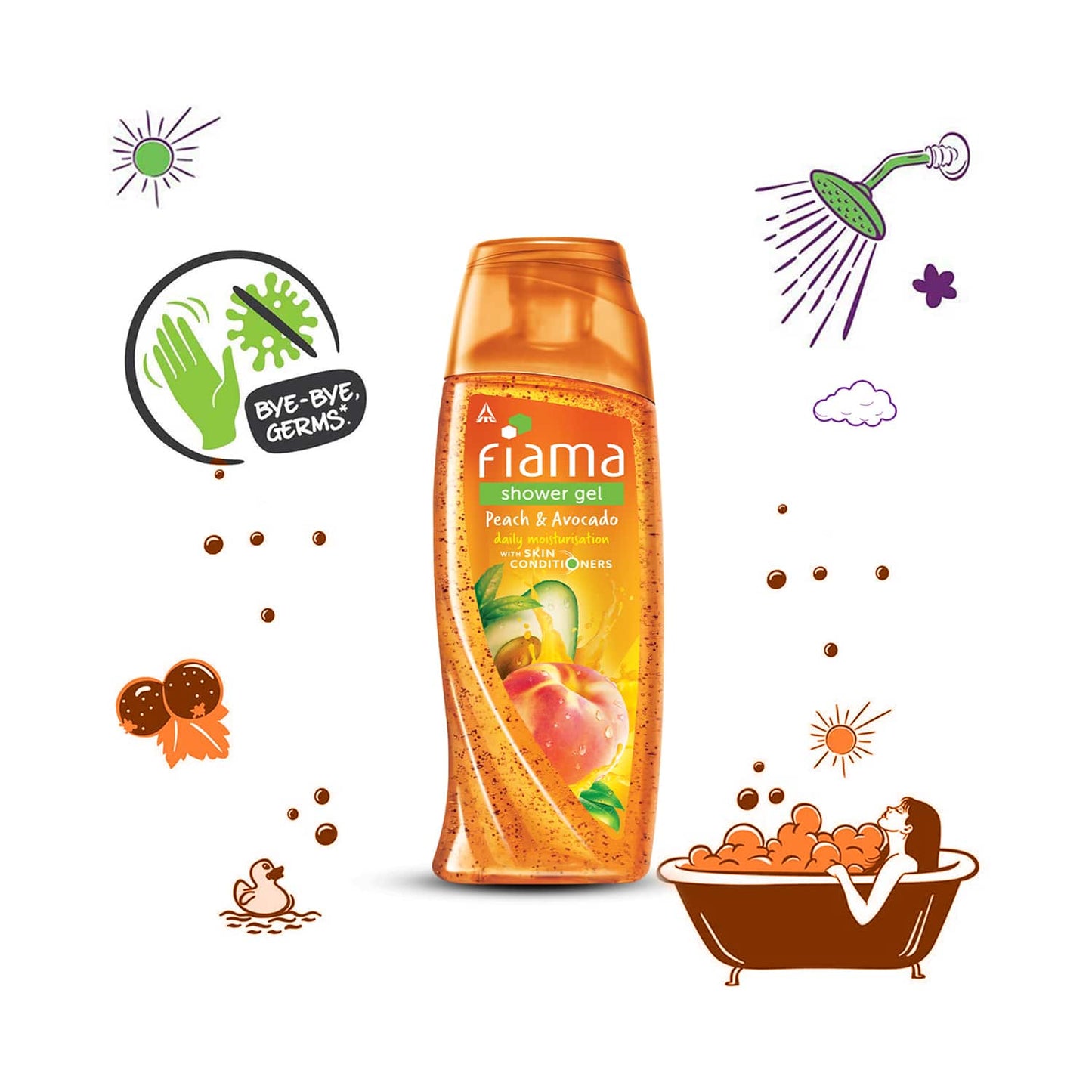 Fiama Peach & Avocado Moisturised Skin Shower Gel With Skin Conditioners (250ml)