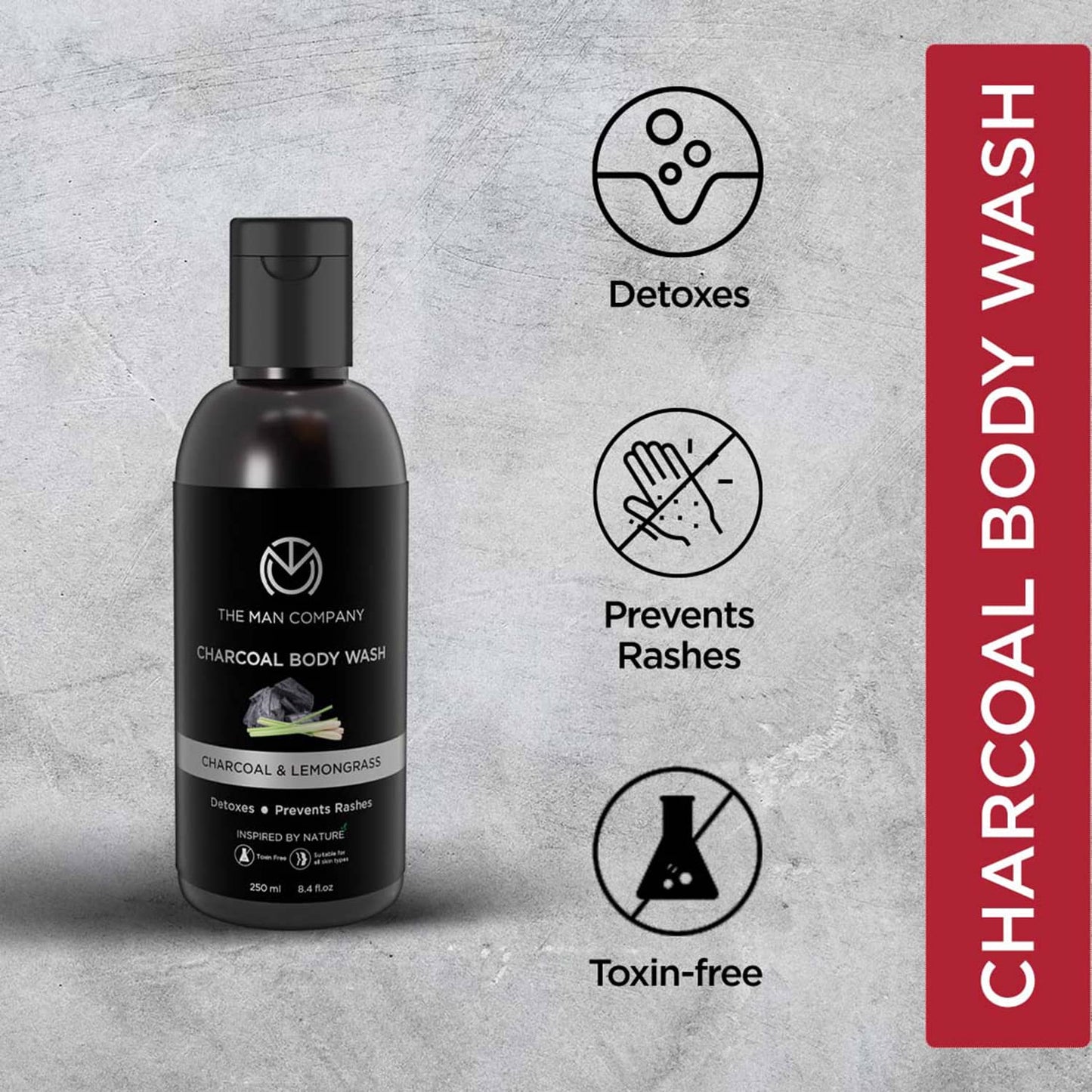 The Man Company Charcoal Lemongrass & Cinnamon Body Wash (250ml)