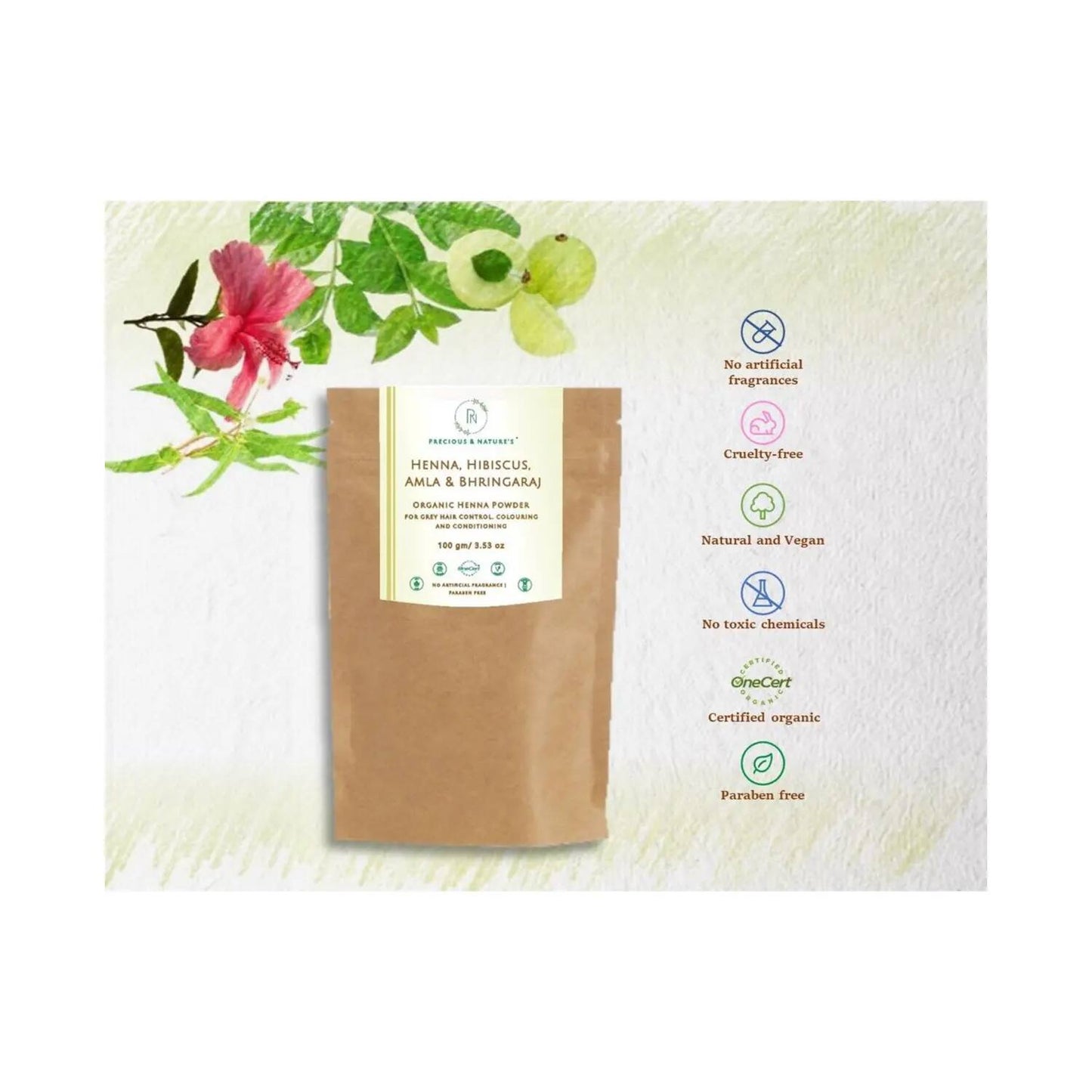 Precious & Nature's Certified Organic Henna Powder (100g)