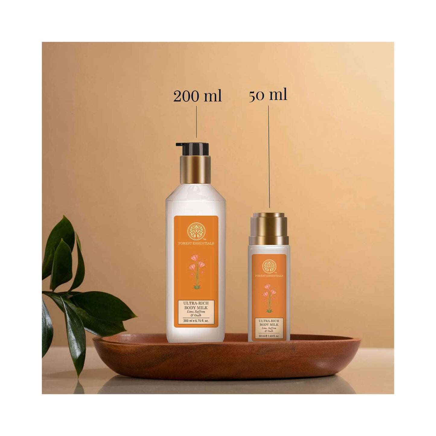 Forest Essentials Travel Size Ultra Rich Body Milk Lime Saffron and Oudh Natural Body Lotion (50 ml)