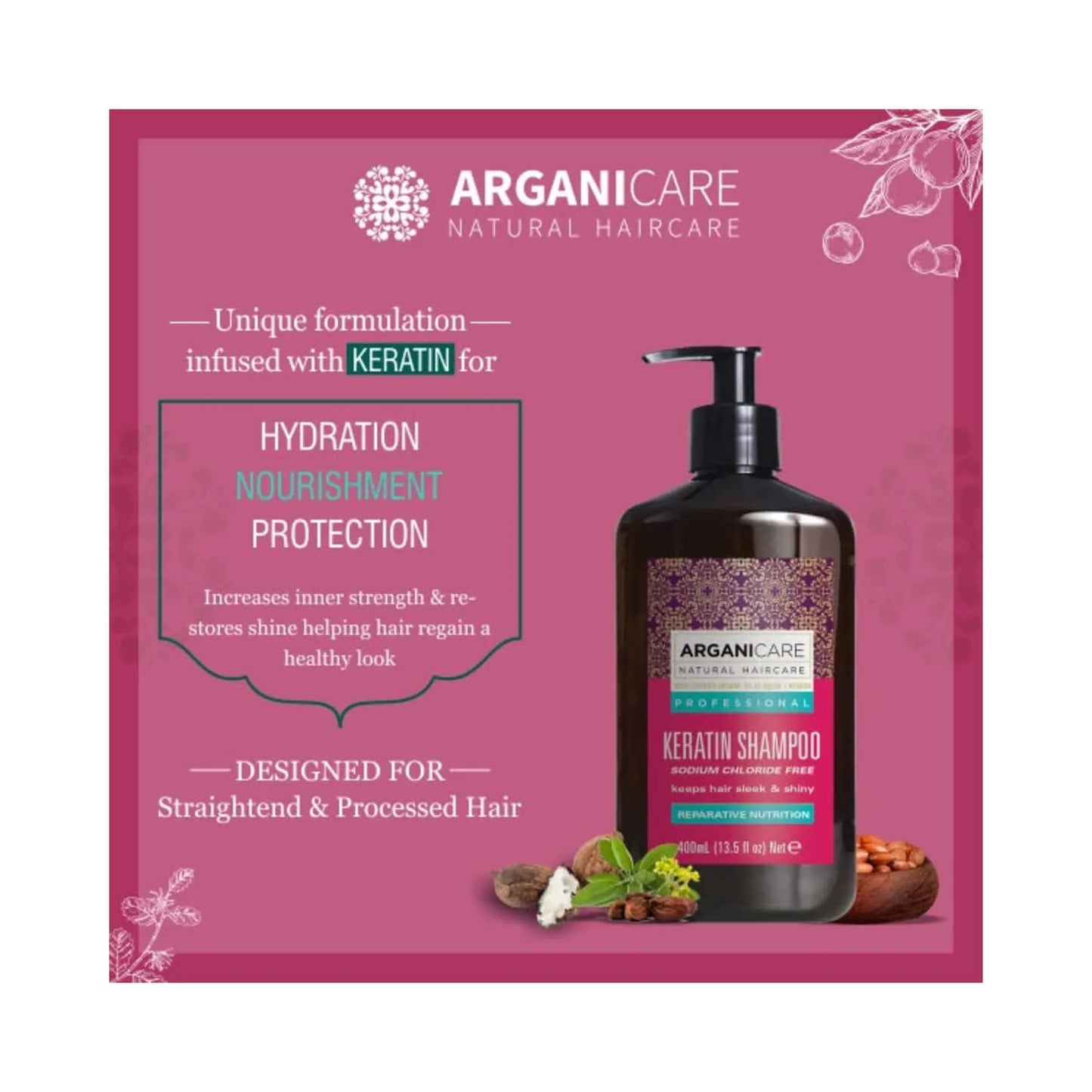 Arganicare Natural Keratin Color Treated Hair Combo Pack - (2Pcs)