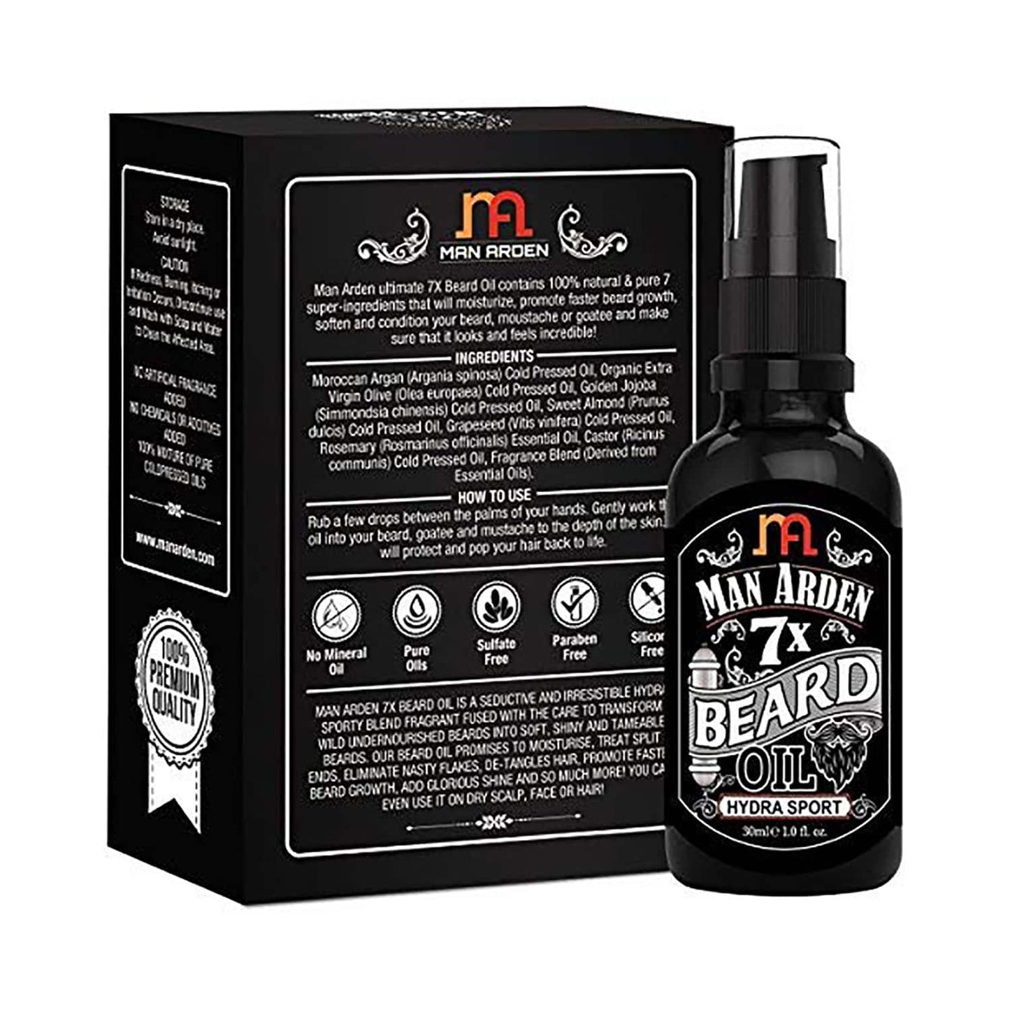 Man Arden 7X Hydra Sport Beard Oil For Beard Growth & Nourishment (30ml)