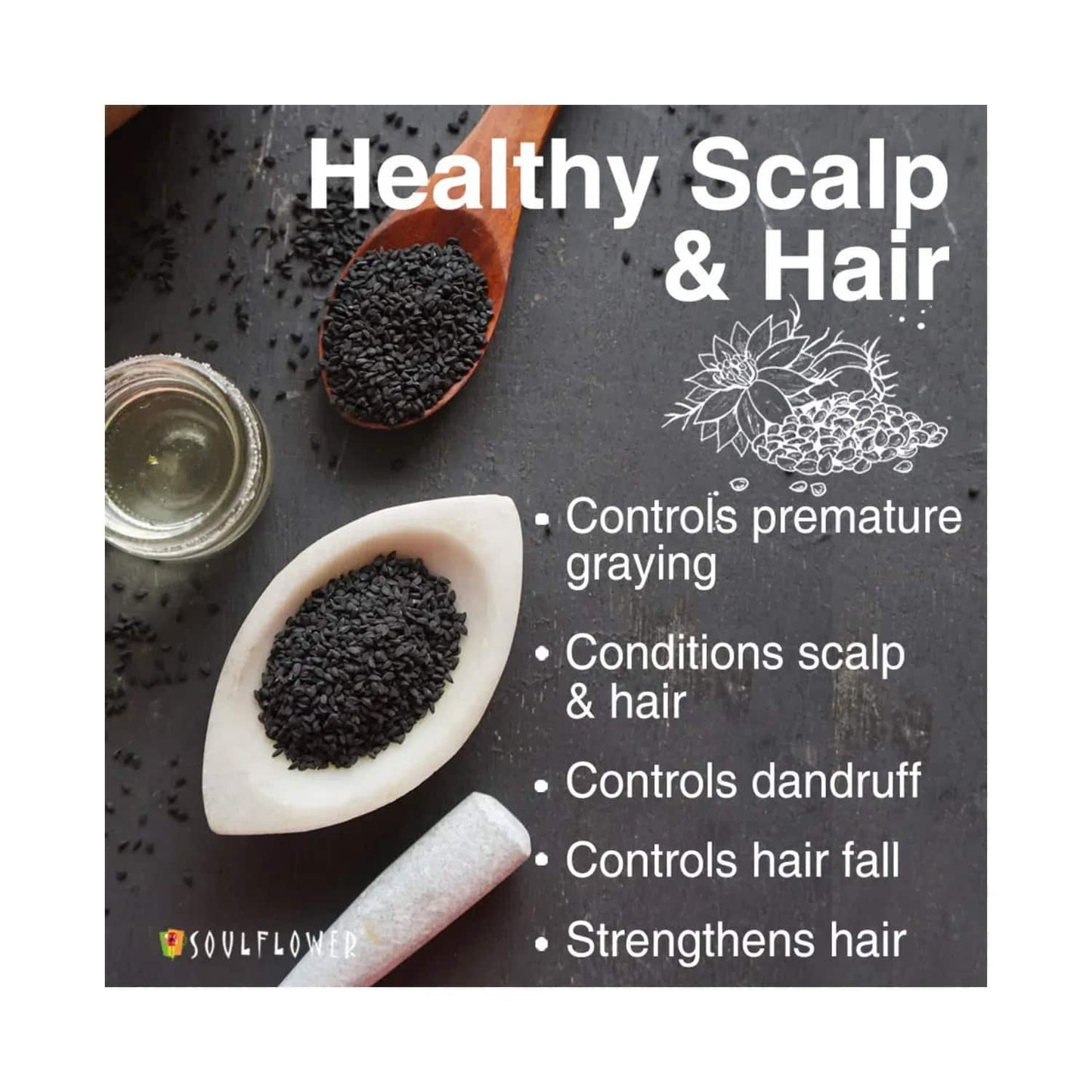 Soulflower Herbal Black Seed Kalonji Hair Oil - (120ml)