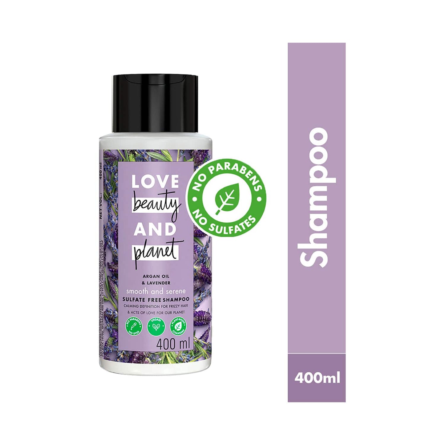 Love Beauty & Planet Argan Oil and Lavender Sulphate Free Shampoo for Dry & Frizzy hair (400 ml)