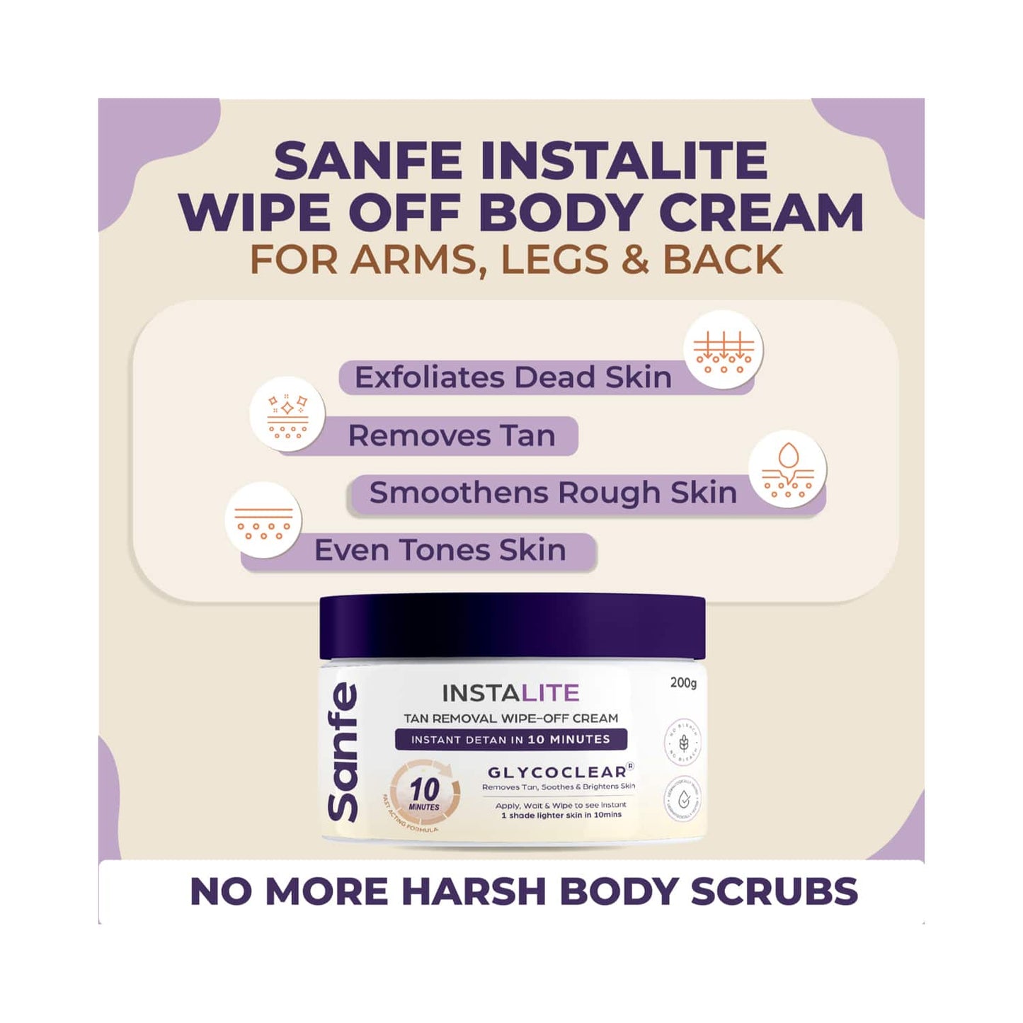 Sanfe Instalite Tan Removal Wipe Off Body Cream (200g)