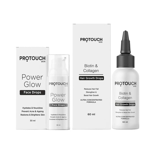 Protouch PRO Essentials Hair Growth Serum & Power Glow Face Drops Combo