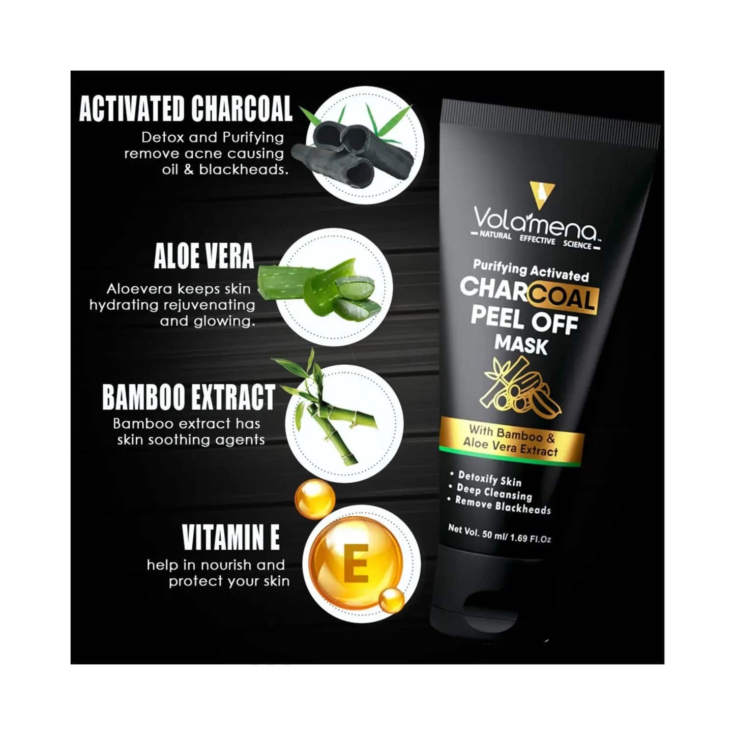 Volamena Purifying Activated Charcoal Peel Off Mask (50ml)