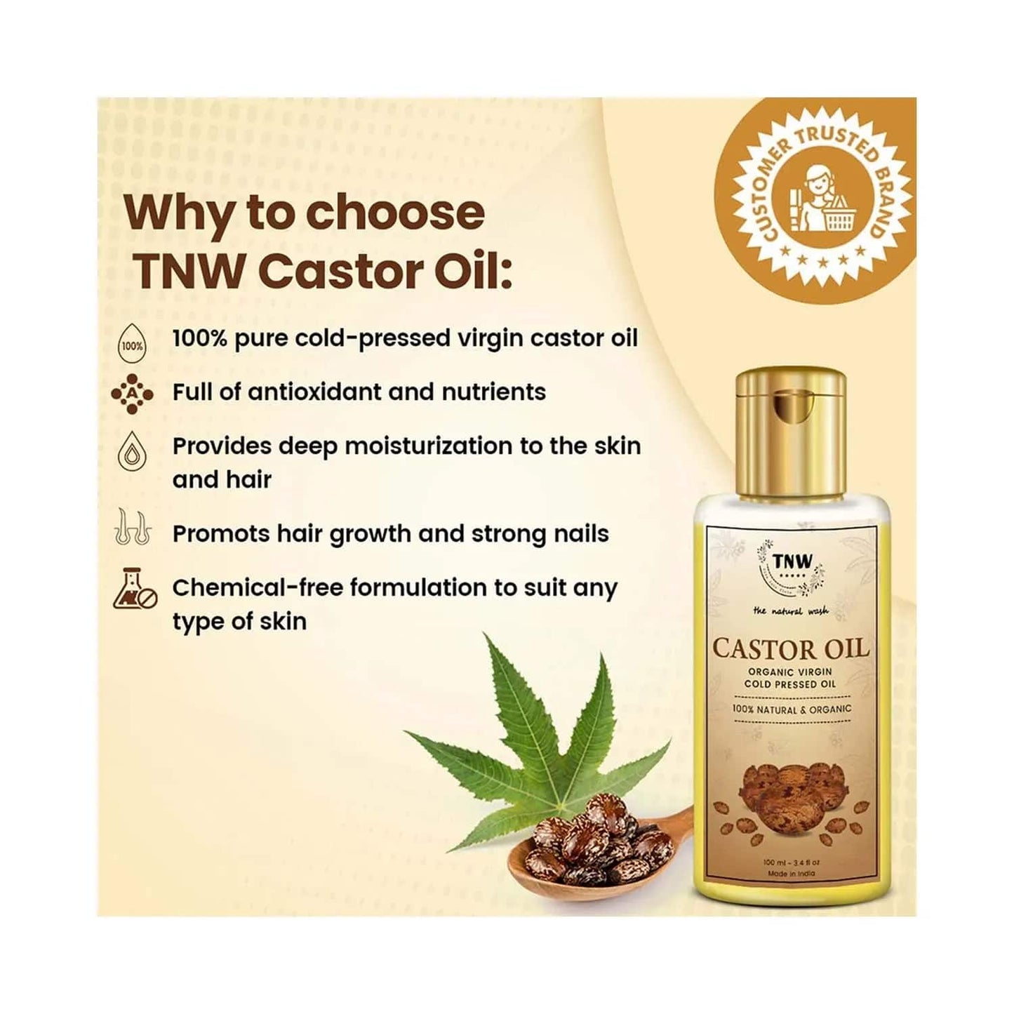 TNW The Natural Wash Pure Castor Oil For Healthy Hair and Skin (100ml)