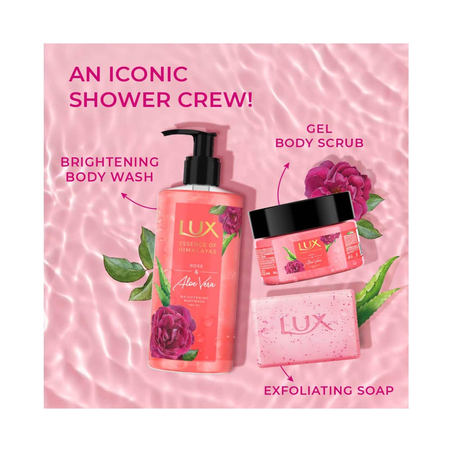 Lux Rose & Aloe Vera Shim Body Wash (400ml)