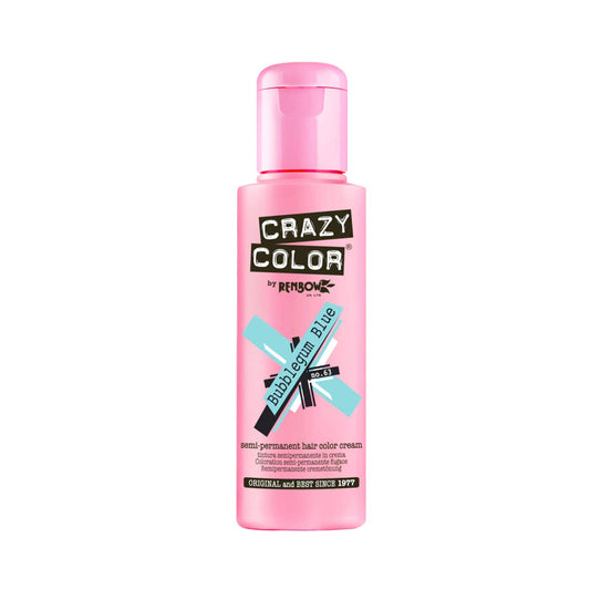 Crazy Color Semi Permanent Hair Color Cream - 63 Bubblegum Blue (100ml)