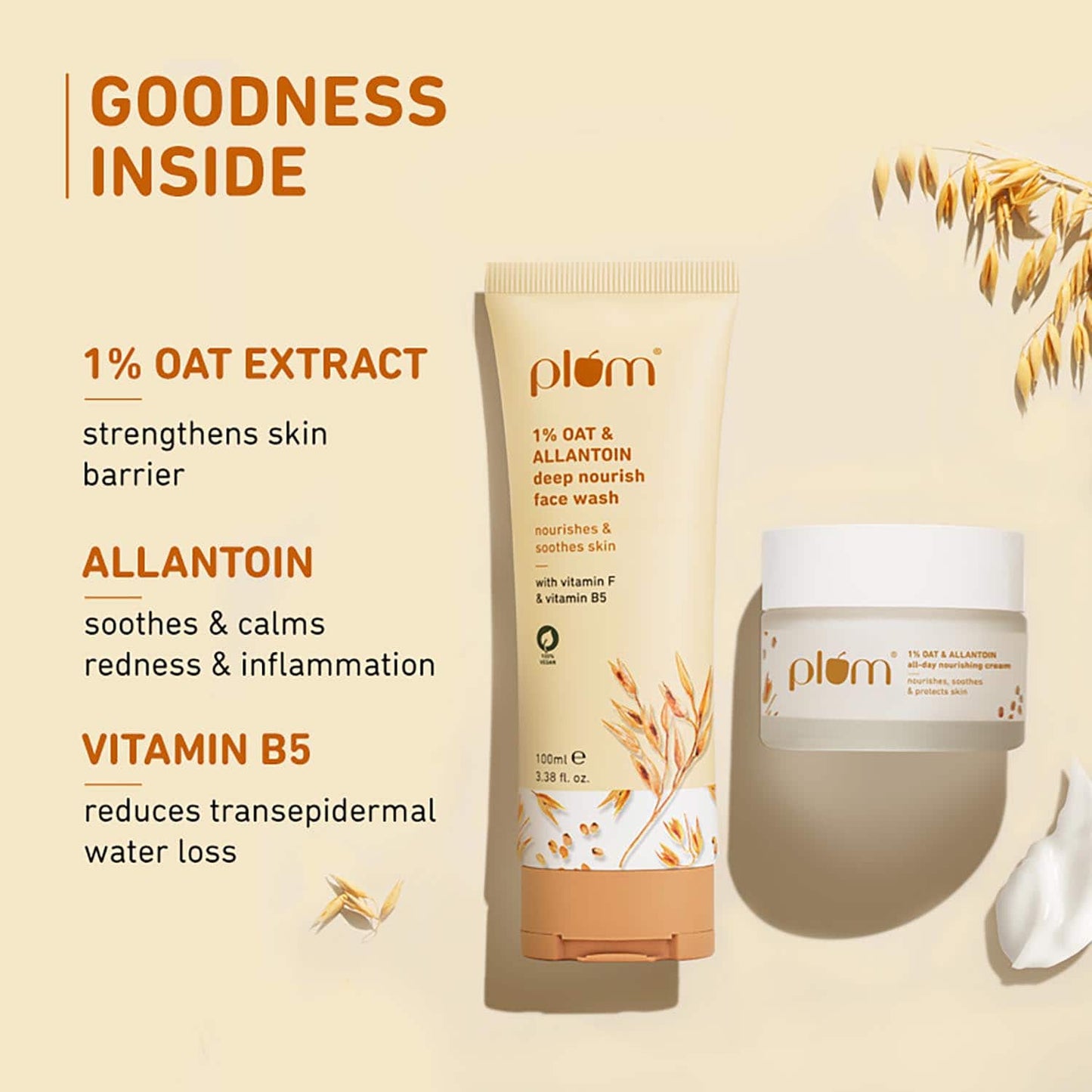 Plum Oat & Vitamin E Daily Nourishing Combo Face Wash & Moisturizer With Oat, Vitamin E & Allantoin