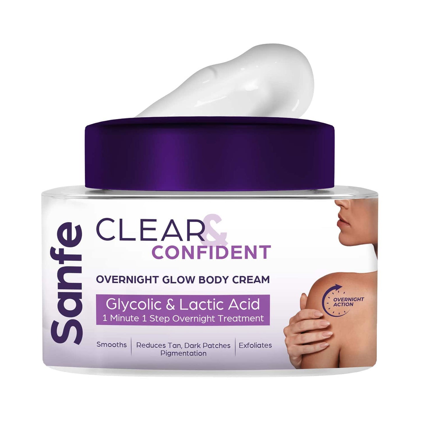 Sanfe Clear & Confident Overnight Glow Body Cream Reduces Dark Patches Pigmentation (100g)