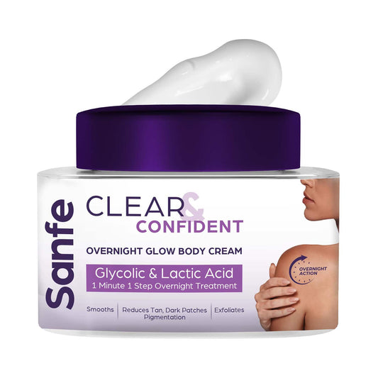 Sanfe Clear & Confident Overnight Glow Body Cream Reduces Dark Patches Pigmentation (100g)