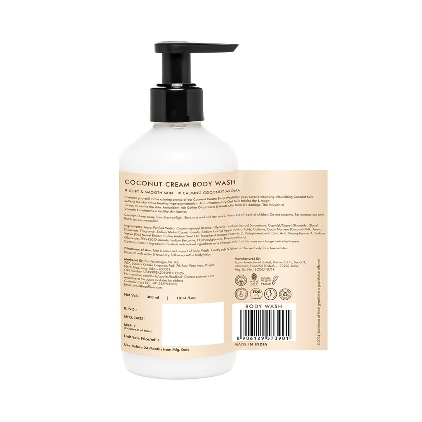 mCaffeine Coconut Cream Body Wash (300 ml)