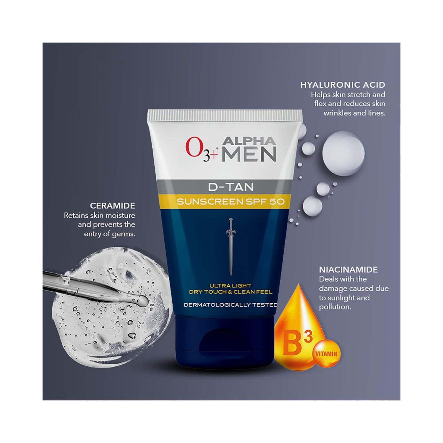 O3+ Alpha Men D-Tan Sunscreen SPF 50 (50g)