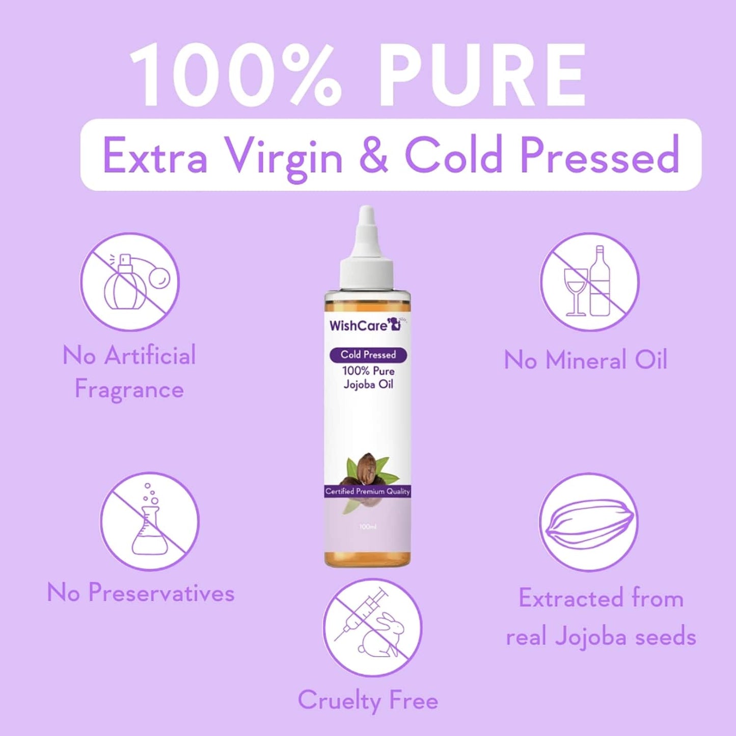 WishCare 100% Pure Cold Pressed Jojoba Oil (100ml)