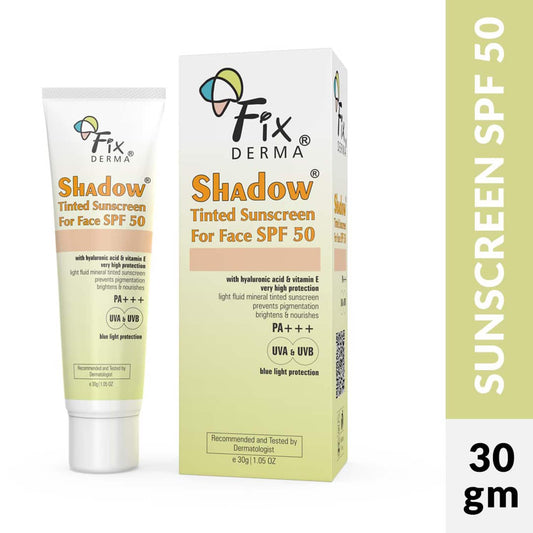 Fixderma Shadow Tinted Sunscreen SPF 50 PA+++ UVA & UVB Protection with Vitamin E (30g)