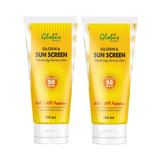 Globus Remedies Sunscreen Lotion SPF 50 Up To 12 Hr Protection With Almond & Rose Extract Combo (2pc)