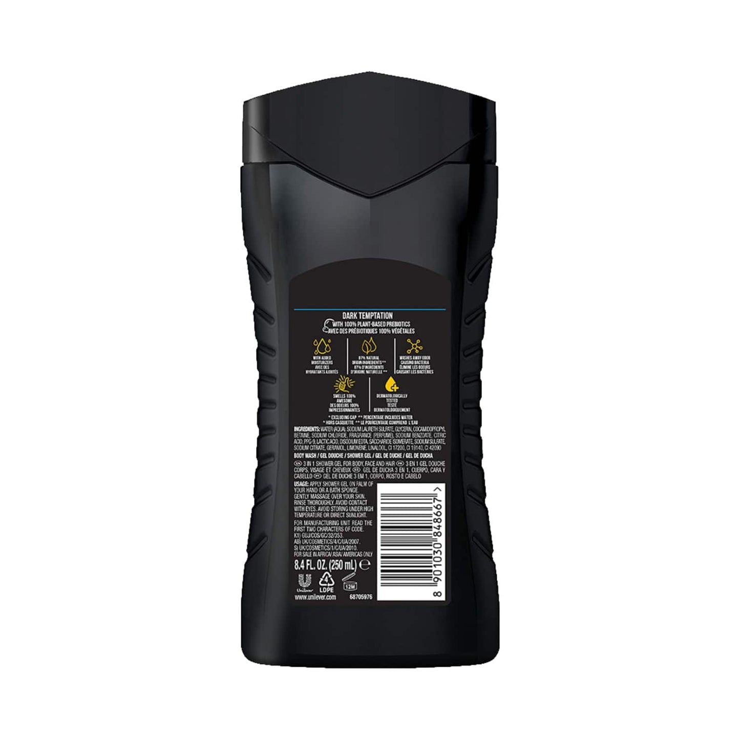 AXE 3-In-1 Dark Temptation Body Face & Hair Wash (250ml)