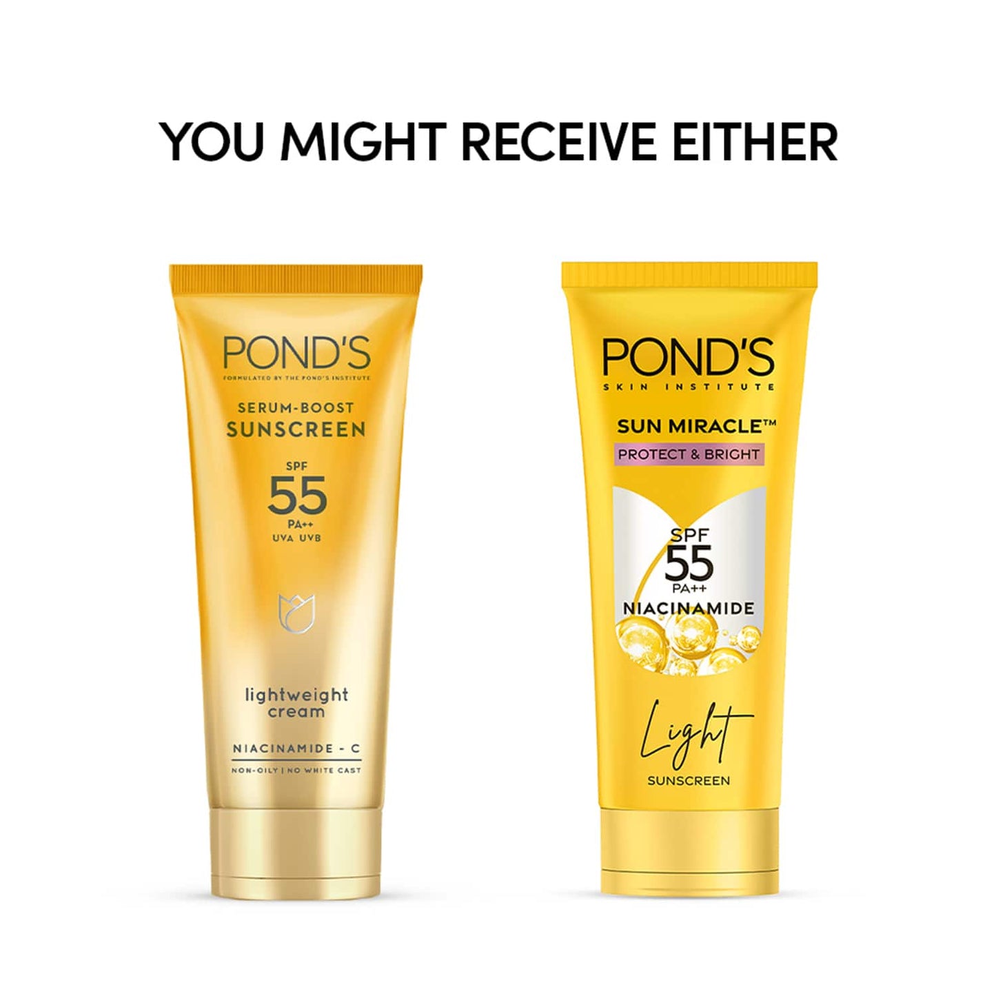 Pond's Sun Miracle SPF 50 PA+++ Light Sunscreen - Protect & Bright, With 3% Active Niacinamide (100 g)