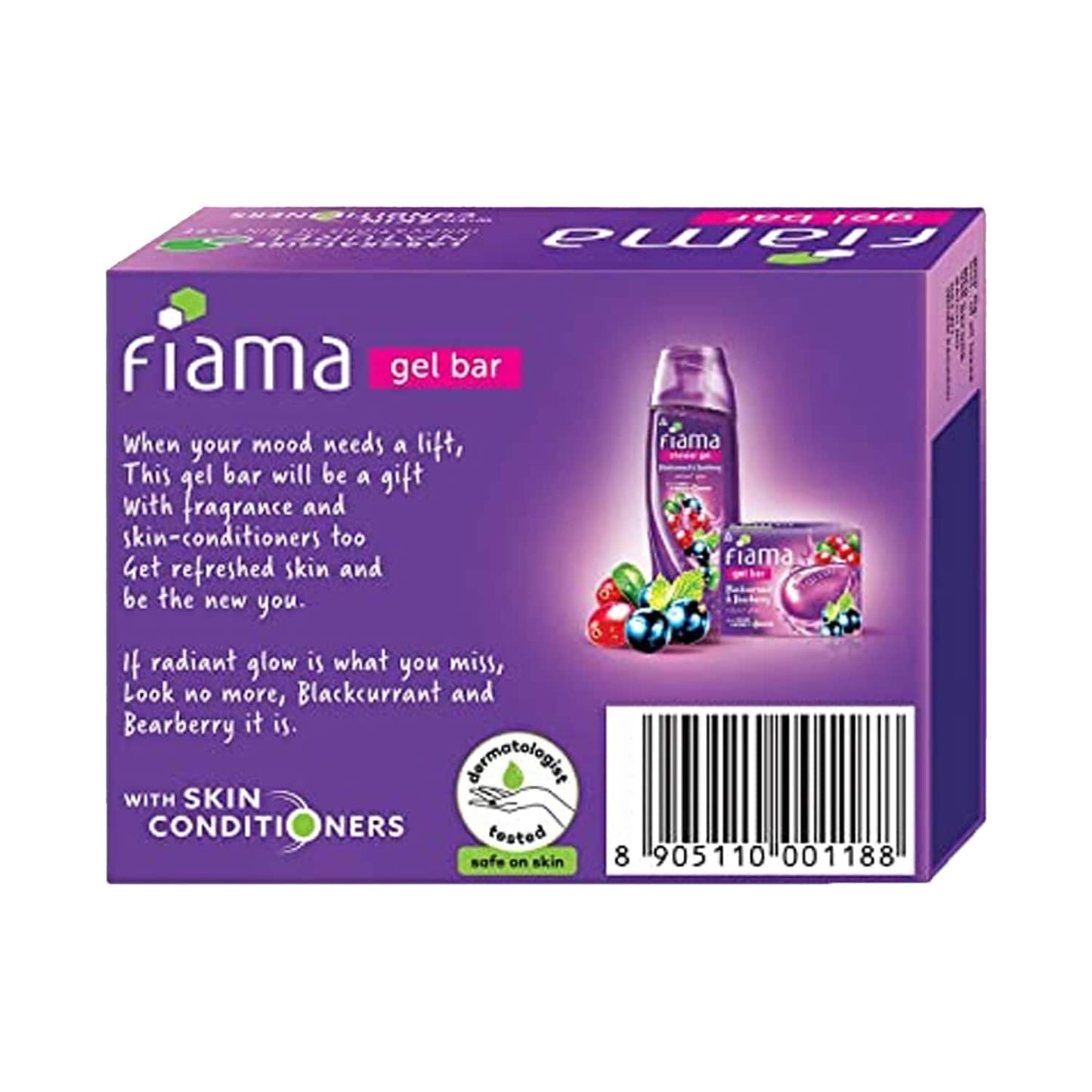 Fiama Blackcurrant and Bearberry Radiant Glow Gel Bar With Skin Conditioners (125g)