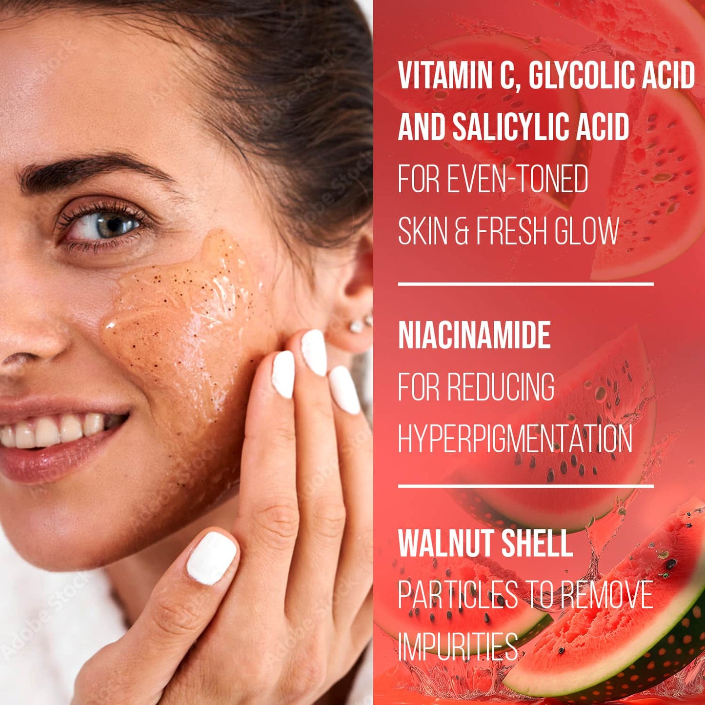 Faces Canada Watermelon Fresh Glow Face Scrub, Exfoliates & Removes Impurities (70 ml)