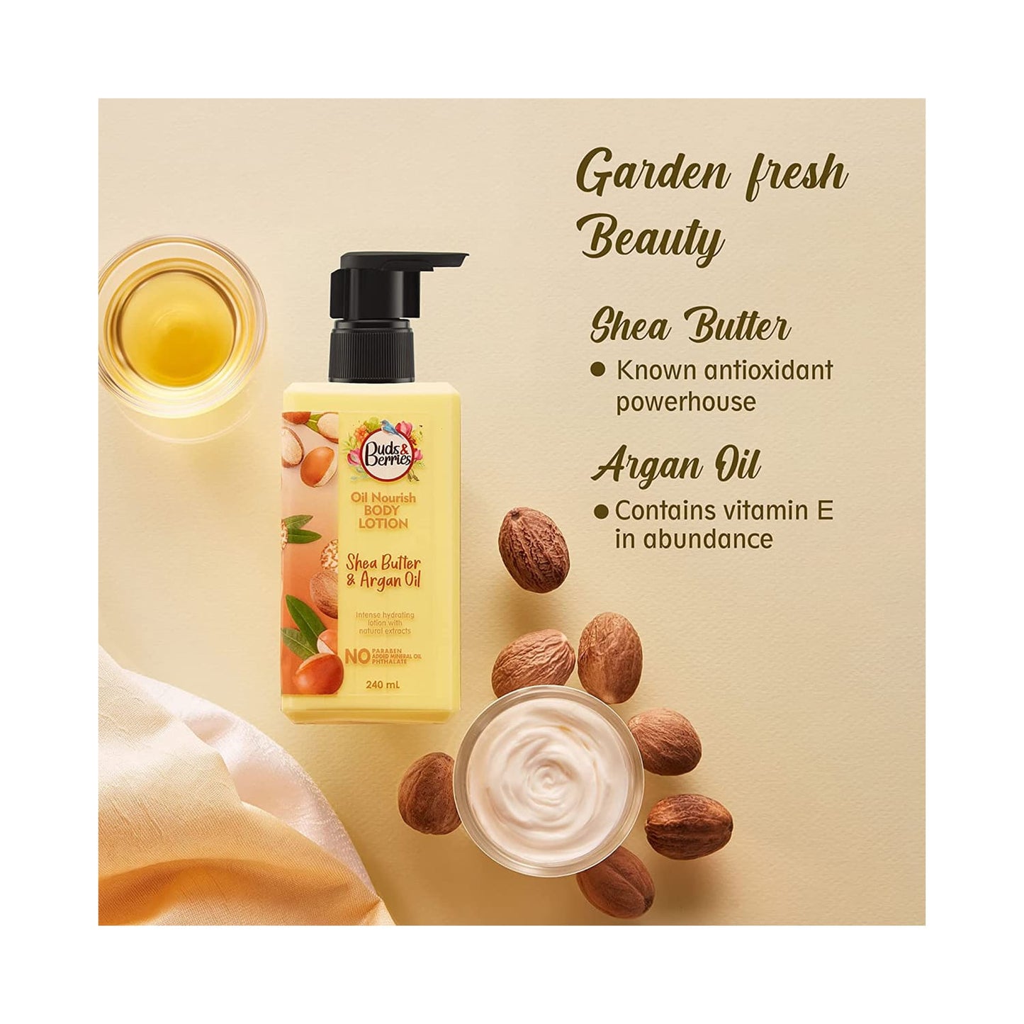 Buds & Berries Shea Butter And Argan Oil Body Lotion (240ml)