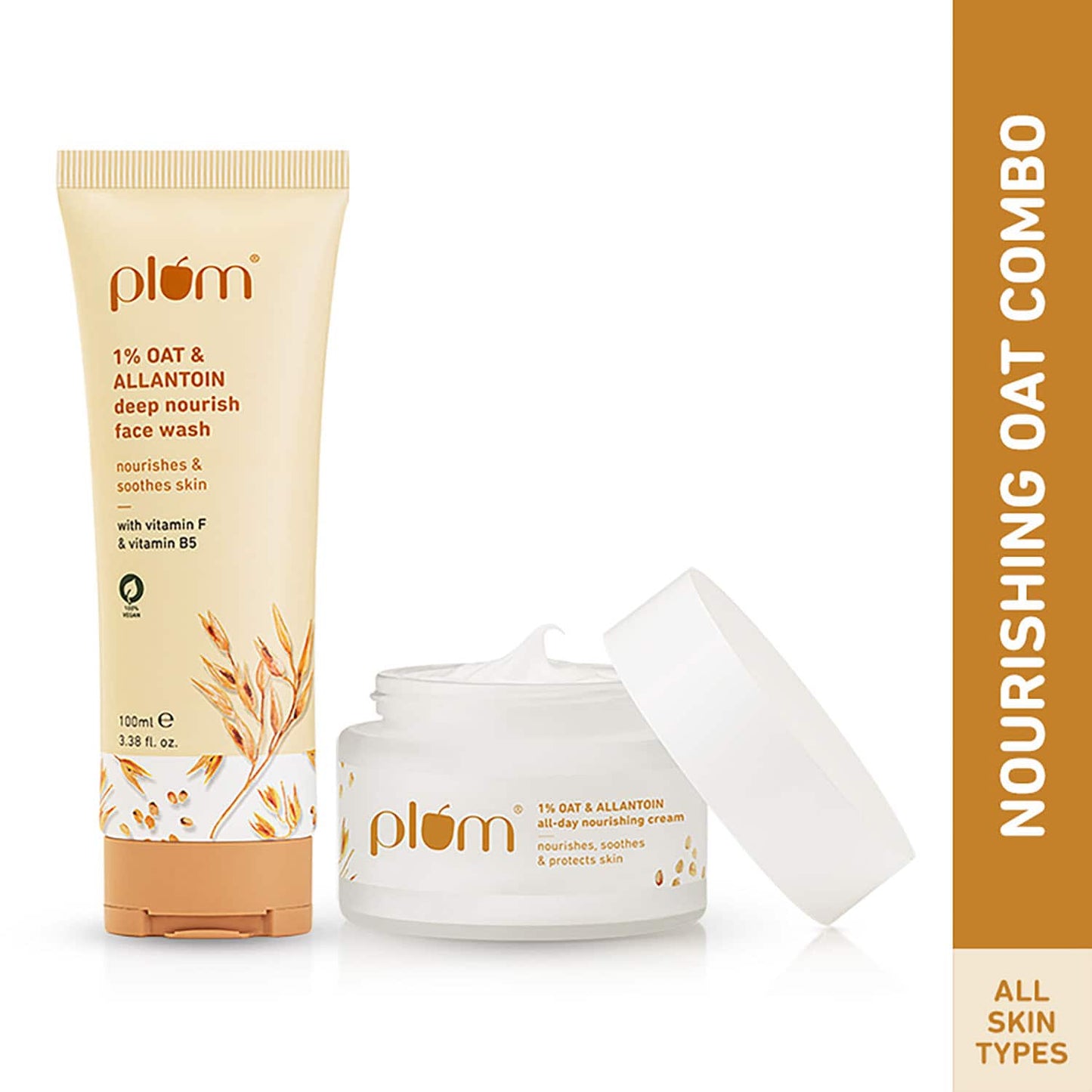 Plum Oat & Vitamin E Daily Nourishing Combo Face Wash & Moisturizer With Oat, Vitamin E & Allantoin