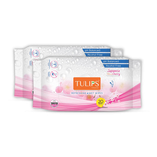 Tulips Refreshing Wet Wipes (Japanese Cherry) Combo - (Pack Of 2)