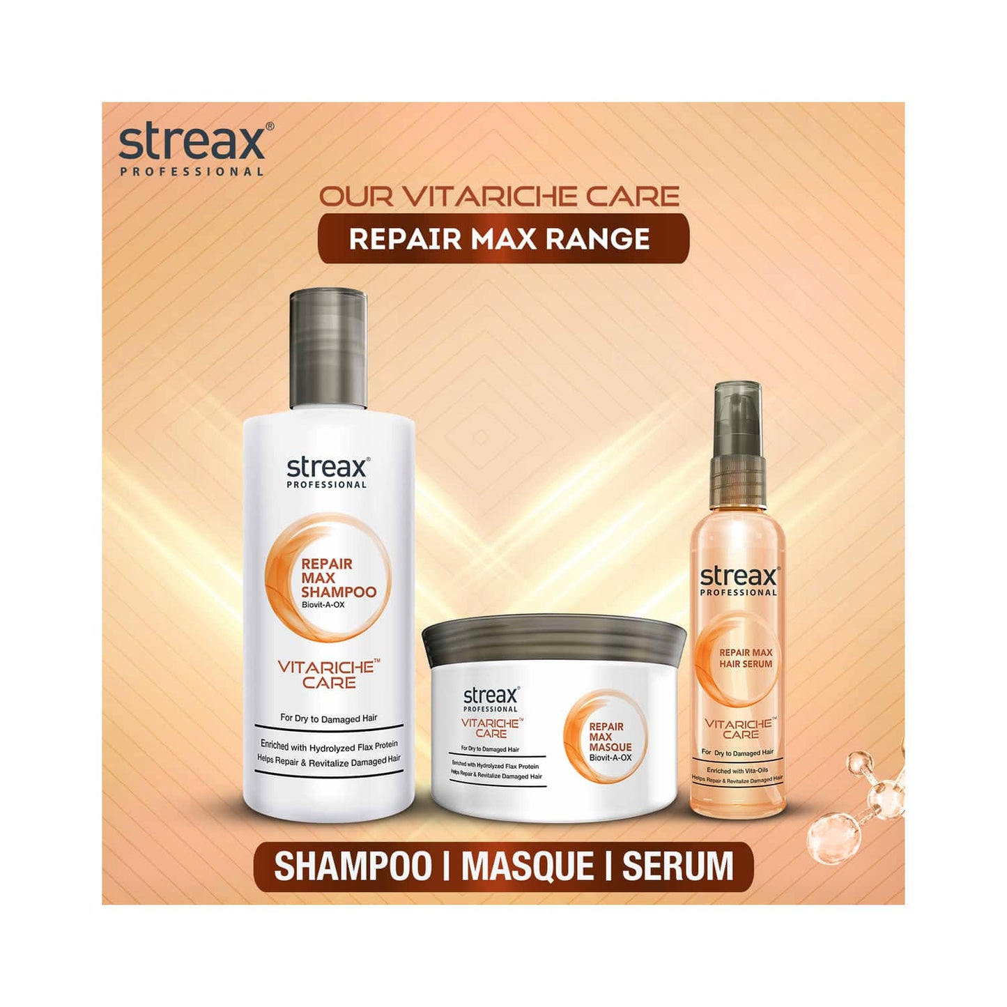 Streax Professional Vitarich Care Repair Max Shampoo (1500ml)