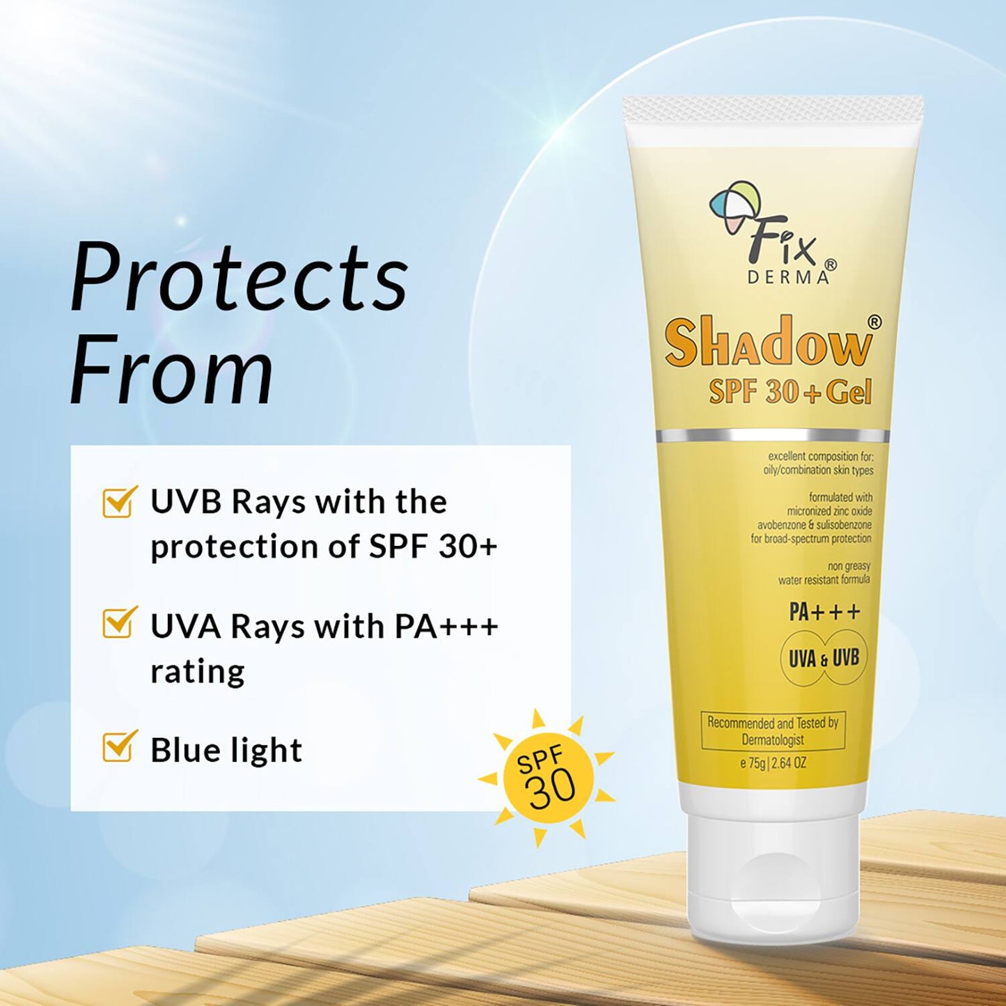 Fixderma Shadow SPF 30+ Gel - (75g)