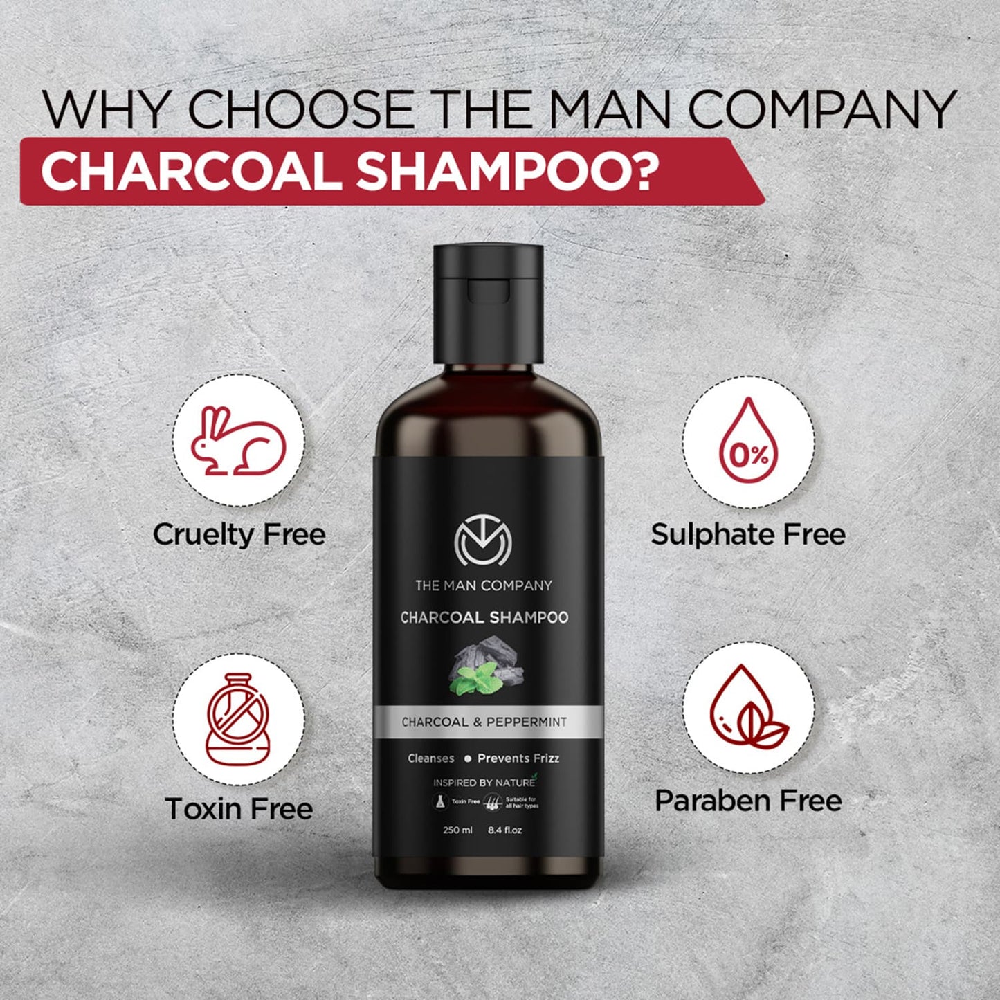 The Man Company Charcoal Peppermint & Clove Shampoo (250ml)