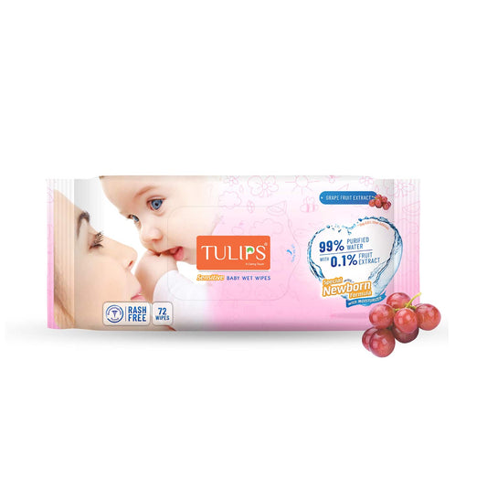 Tulips Sensitive Baby Wet Wipes - (72Pcs)