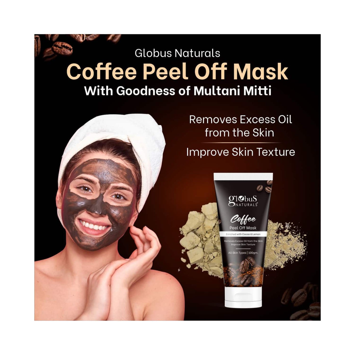 Globus Naturals Coffee Peel Off Mask For Skin Brightening Combo (2 Pcs)