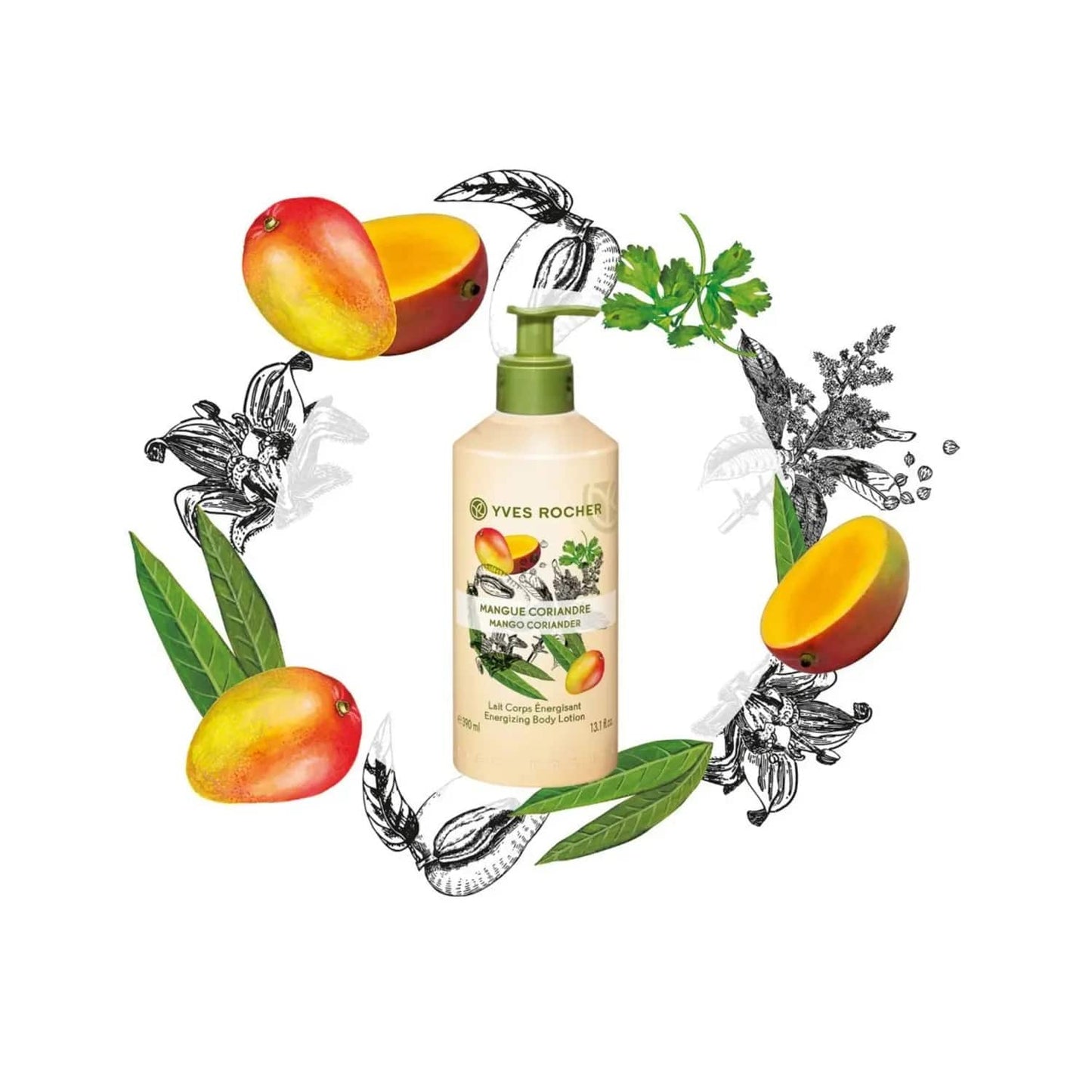 Yves Rocher Energizing Body Lotion Mango Coriander 390 ml