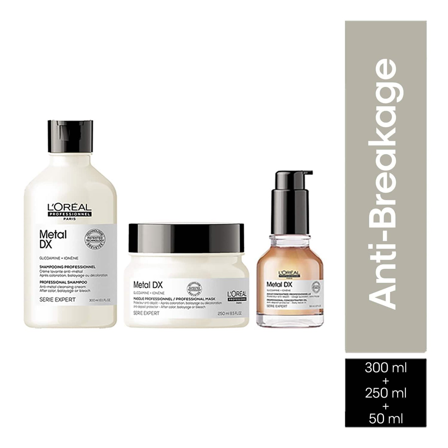 L'Oreal  Professionnel Metal Dx Shampoo + Metal Dx Mask + Metal Dx Oil (300 ml + 250 ml + 50 ml)