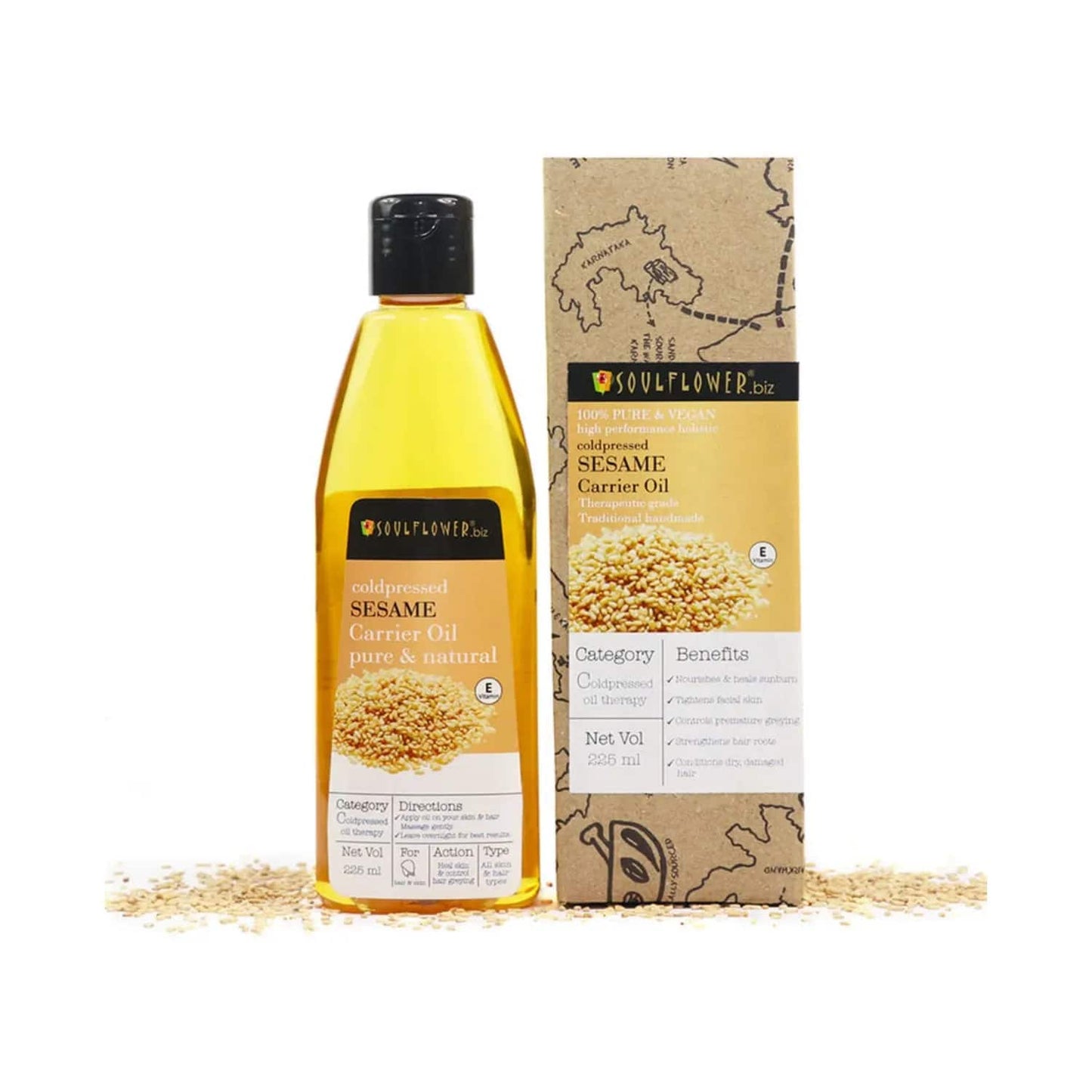 Soulflower Coldpressed Sesame Carrier Oil - (225ml)