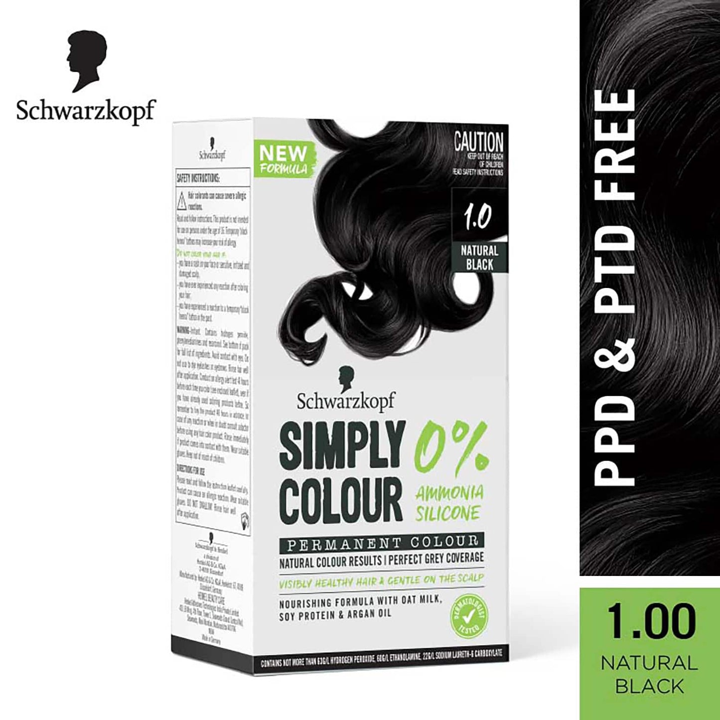 Schwarzkopf Simply Color Permanent Hair Colour - 1.00 Jet Black (142.5ml)