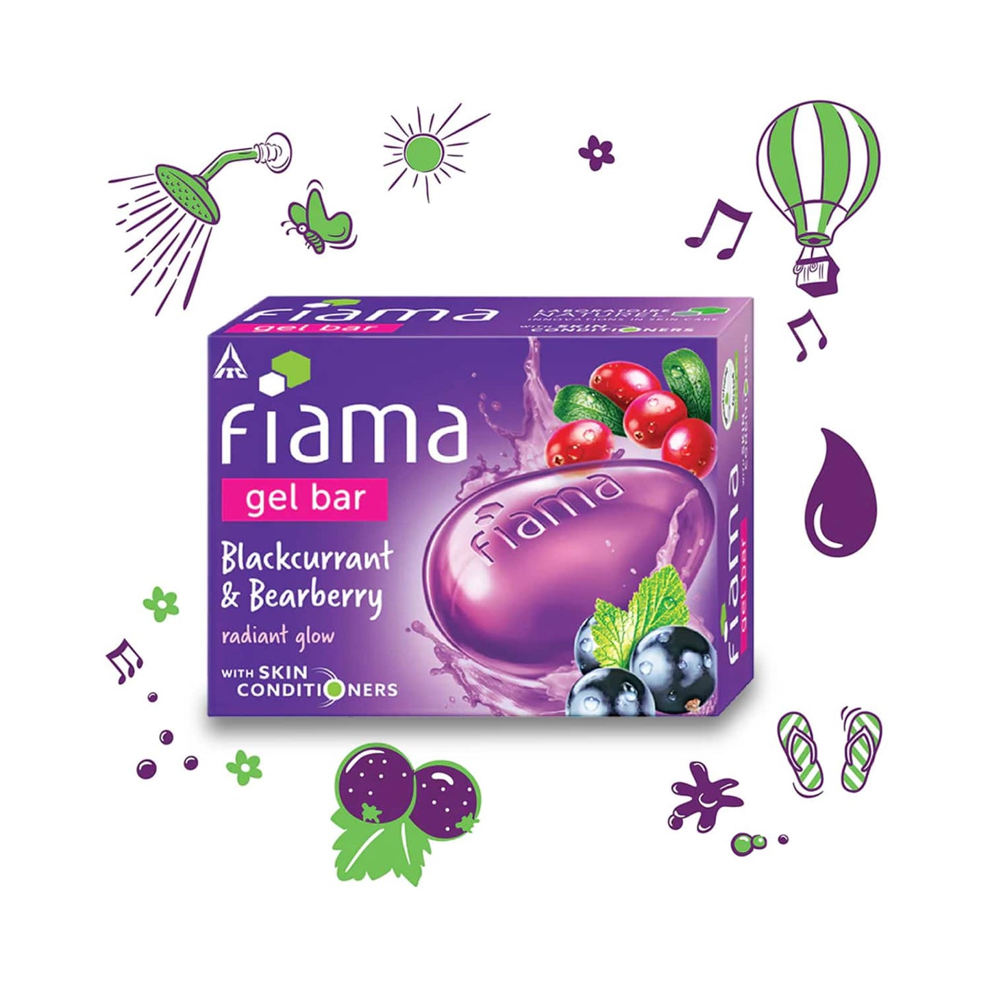 Fiama Blackcurrant and Bearberry Radiant Glow Gel Bar With Skin Conditioners (125g)