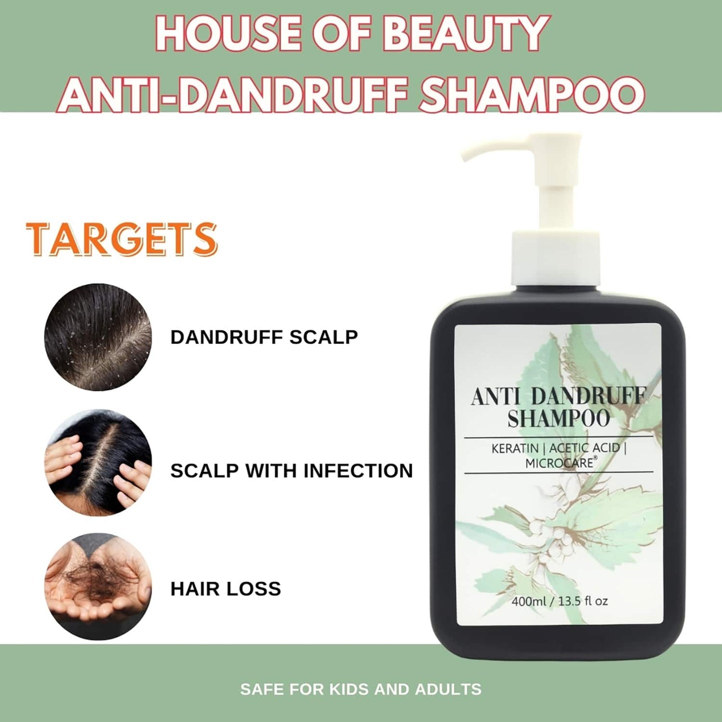 House of Beauty Anti-Dandruff Shampoo To Aid Flaky Scalp & Strengthen Hair W/T Salicylic (400 ml)