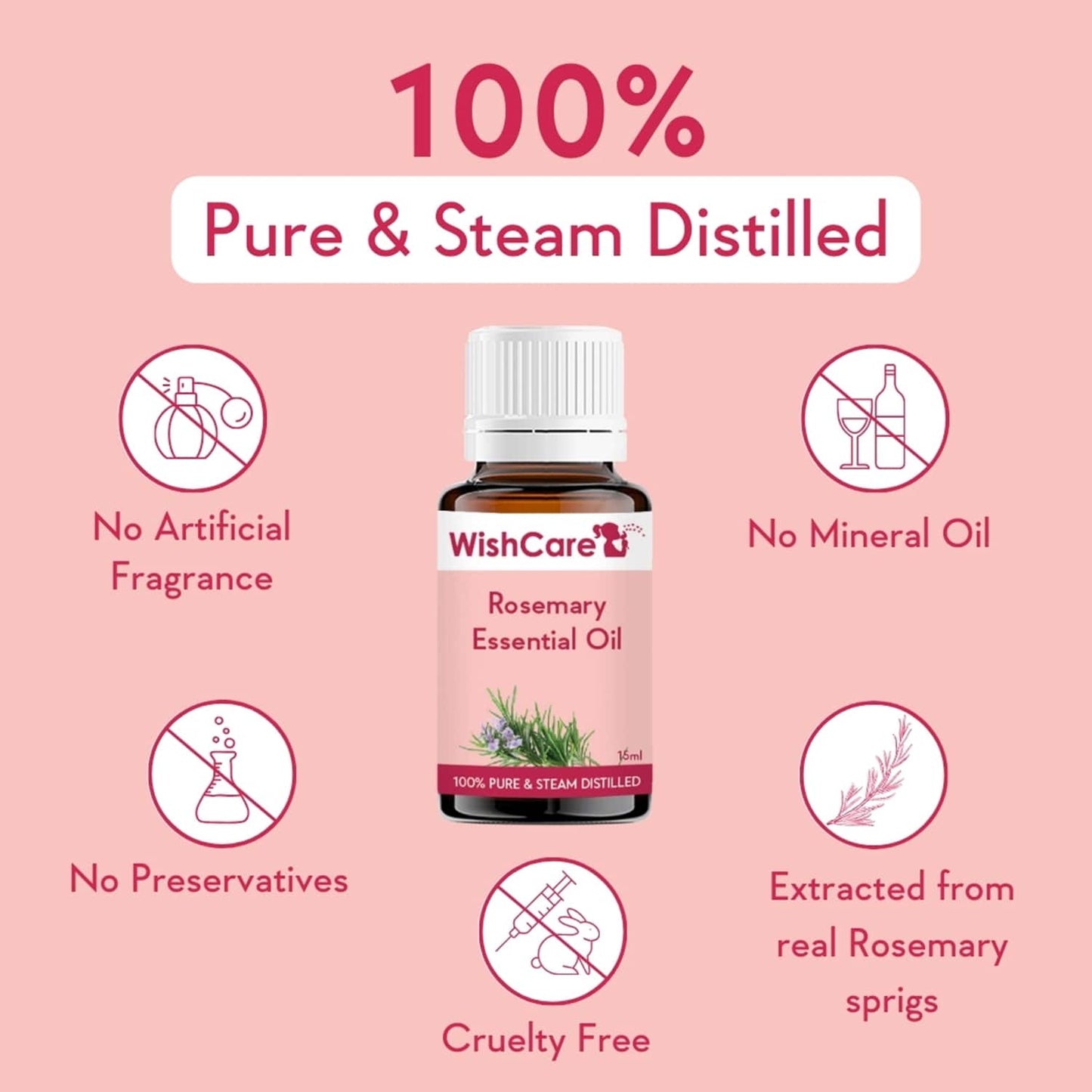 WishCare 100% Pure Rosemary Essential Oil (15ml)