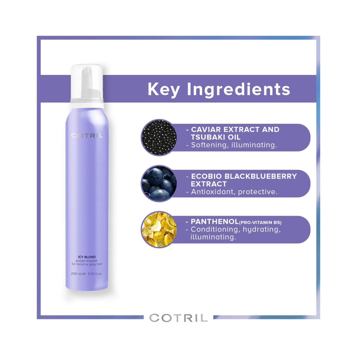 COTRIL Icy Blond Purple Mousse For Blond Or Grey Hair Conditioner (200 ml)