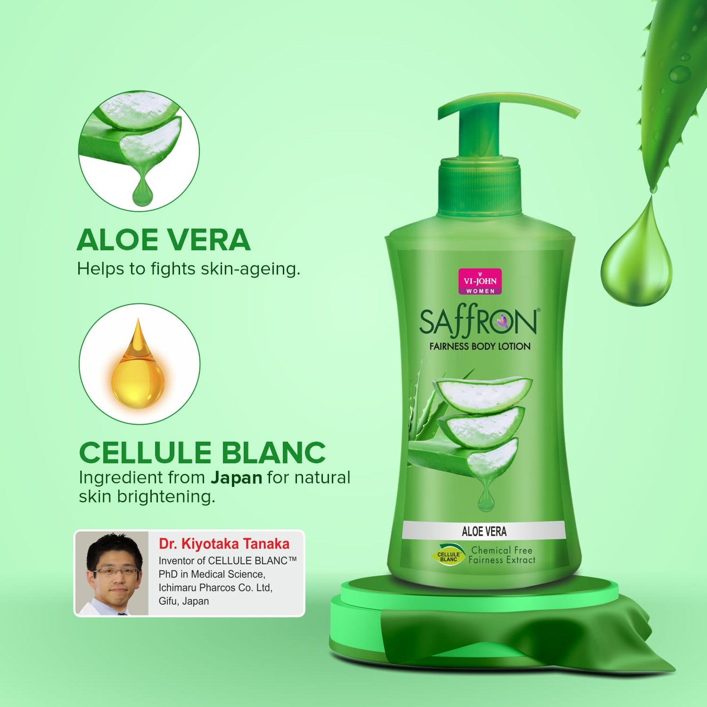 VI-JOHN Aloe Vera Fairness Body Lotion (Pack of 2)