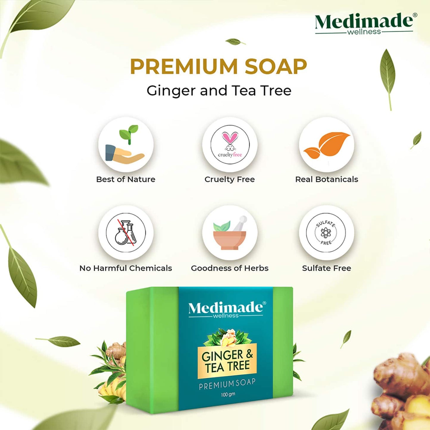 Medimade Ginger & Tea Tree Premium Soap (100g)