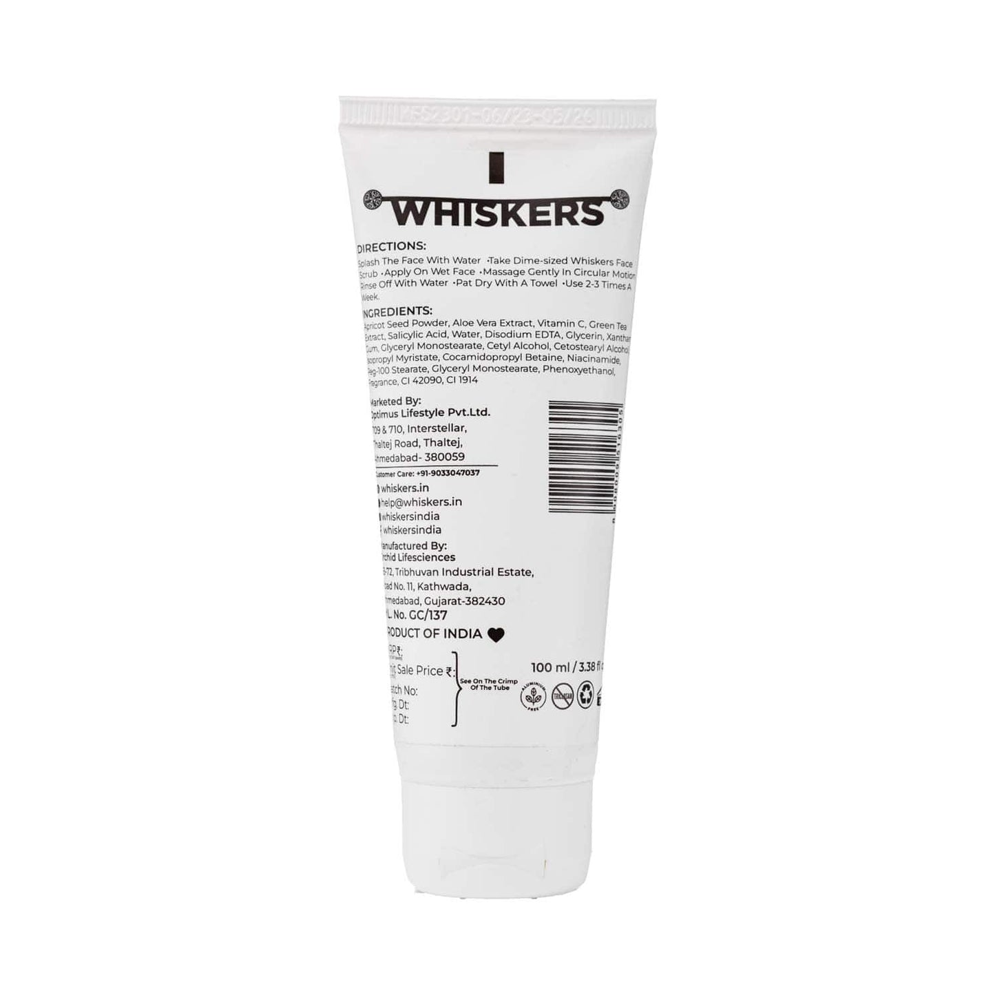 WHISKERS Aloe Vera Face Scrub For Men (100 ml)