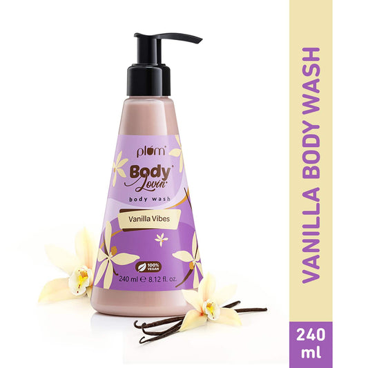 Plum BodyLovin' Vanilla Vibes Shower Gel|SLS-Free|Warm Vanilla Fragrance|Body Wash  (240 ml)